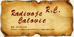 Radivoje Ćalović vizit kartica